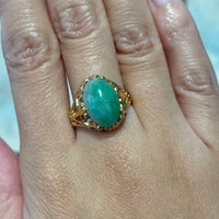 Cabochon jade ring in 14 carat gold-Vintage Rings-The Antique Ring Shop