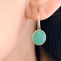 Green quartz earrings in 14 carat gold-Earrings-The Antique Ring Shop