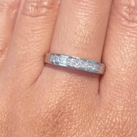 Platinum half eternity band with princess cut diamonds-Vintage & retro rings-The Antique Ring Shop