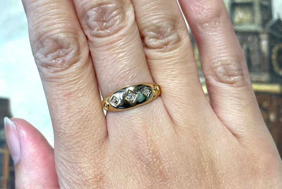 Victorian three stone diamond ring from 1899-The Antique Ring Shop