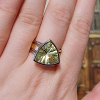 lemon quartz ring in white and yellow gold-vintage rings-The Antique Ring Shop