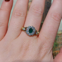 Emerald and diamond ring in 18 carat gold-engagement rings-The Antique Ring Shop