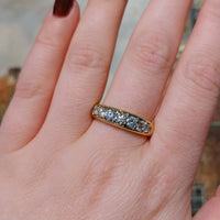 Seven stone diamond ring in 18 carat gold-engagement rings-The Antique Ring Shop