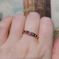 Ruby and princess cut diamond ring in 18 carat gold-vintage rings-The Antique Ring Shop