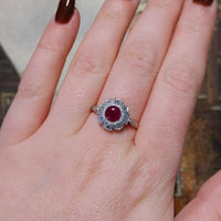 Vintage ruby and diamond ring in platinum and gold-engagement rings-The Antique Ring Shop