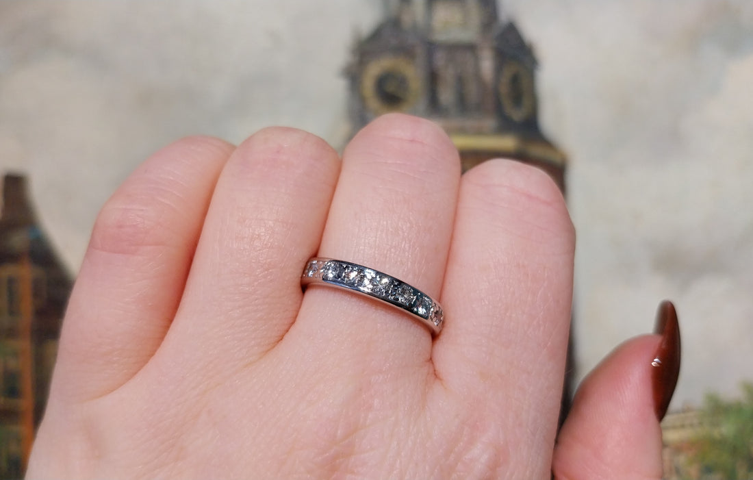 14 carat white gold diamond eternity band-wedding rings-The Antique Ring Shop