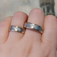 Set of 14 carat white and yellow gold wedding bands-wedding rings-The Antique Ring Shop