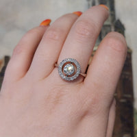 Platinum target ring with old cut diamonds-engagement rings-The Antique Ring Shop