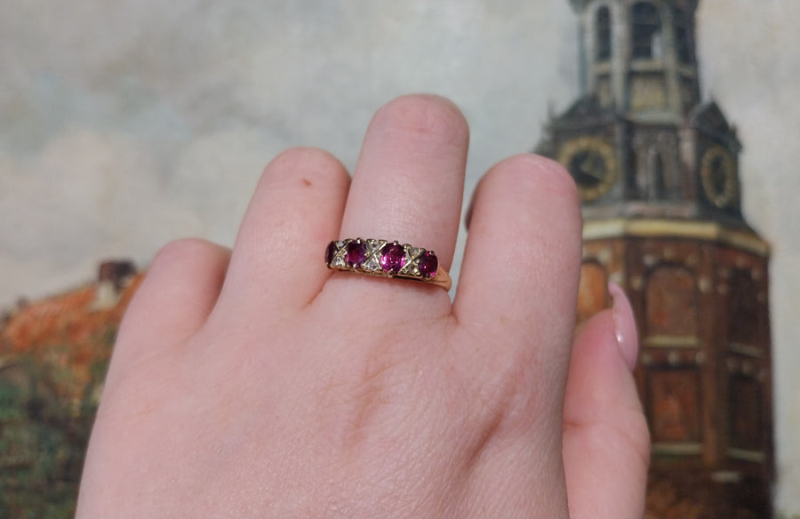 Vintage ruby and diamond ring in 18 carat gold-Vintage Rings-The Antique Ring Shop