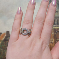 Chain link ring with diamonds and sapphires-vintage rings-The Antique Ring Shop