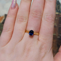 Sapphire solitaire ring in 18 carat gold-engagement rings-The Antique Ring Shop