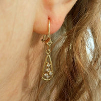 Diamond pendant earrings-The Antique Ring Shop