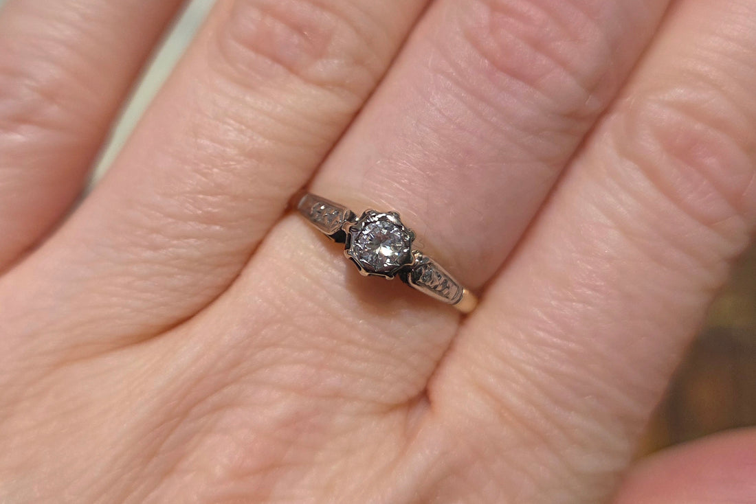 Vintage diamond ring in 18 carat gold-vintage rings-The Antique Ring Shop