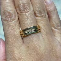 Triple band ring with diamonds-wedding rings-The Antique Ring Shop