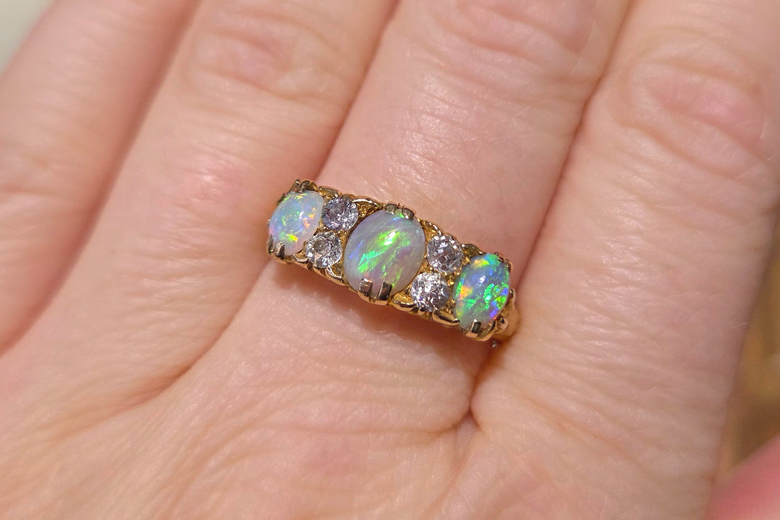 Edwardian opal and diamond ring from 1912-Antique rings-The Antique Ring Shop
