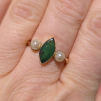 Vintage jade and pearl ring