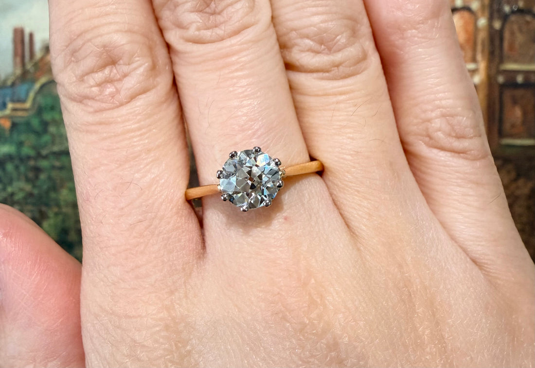 Old European cut diamond solitaire ring-engagement rings-The Antique Ring Shop
