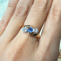 Victorian sapphire and old cut diamond swirl ring-Antique rings-The Antique Ring Shop