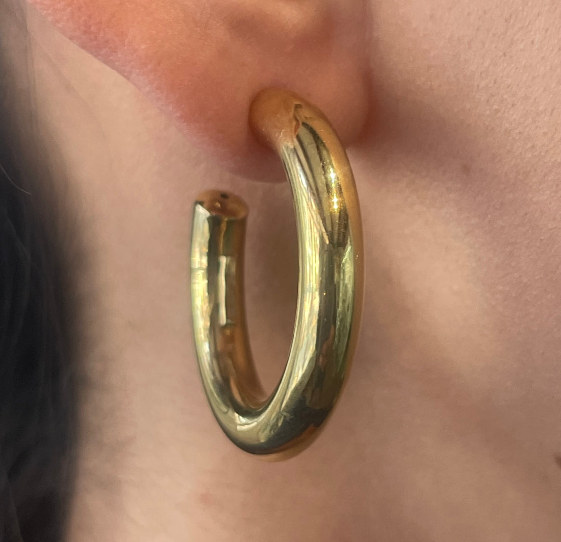 18 carat gold hoop earrings-Earrings-The Antique Ring Shop