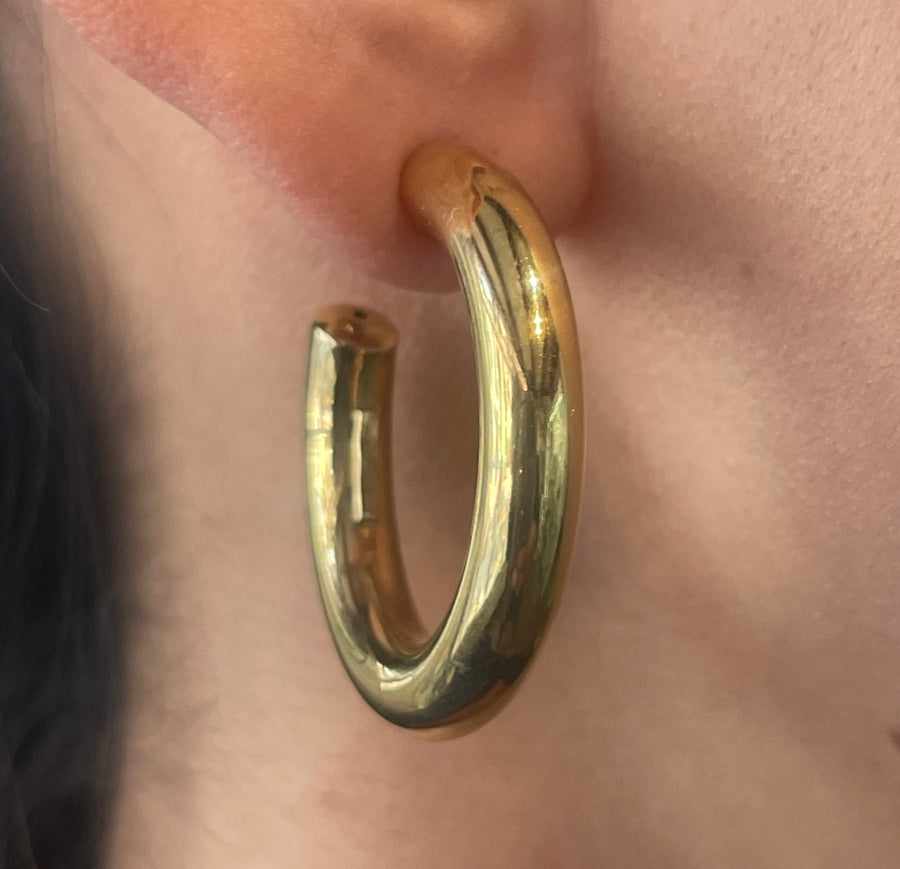 18 carat gold hoop earrings-Earrings-The Antique Ring Shop