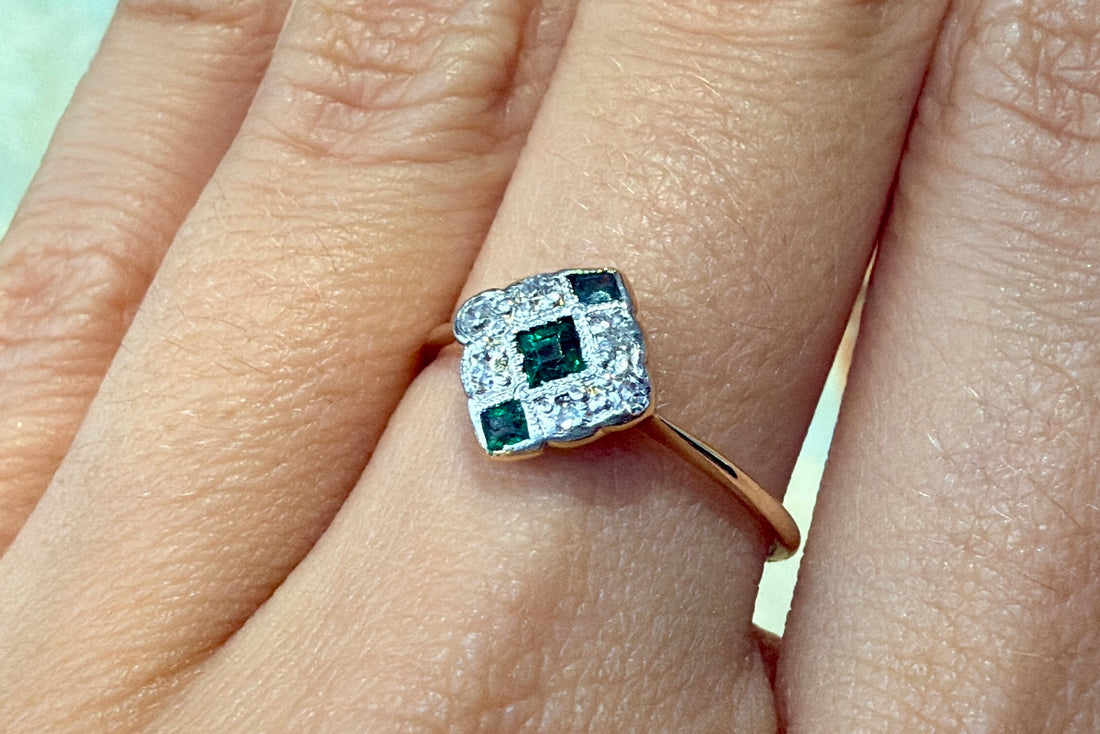 Edwardian diamond and tourmaline ring-Antique rings-The Antique Ring Shop