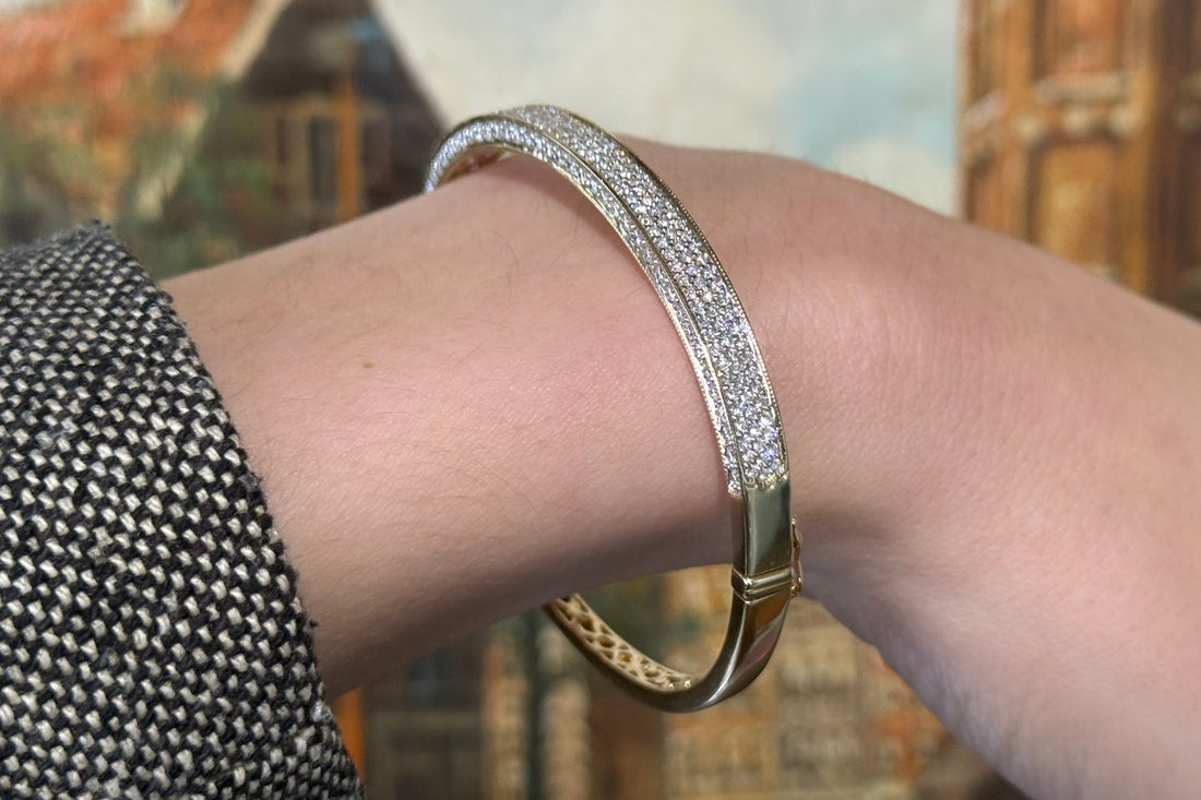 Diamond bracelet in 14 carat gold-Bracelets-The Antique Ring Shop