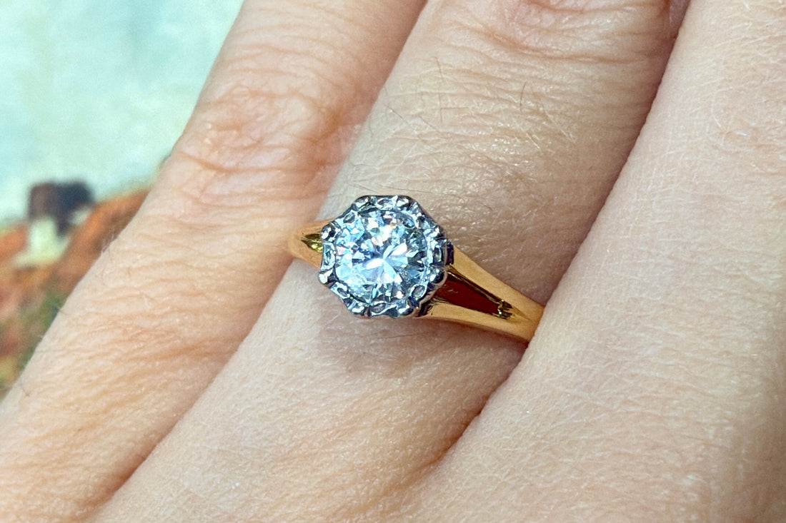 Vintage diamond solitaire ring-engagement rings-The Antique Ring Shop