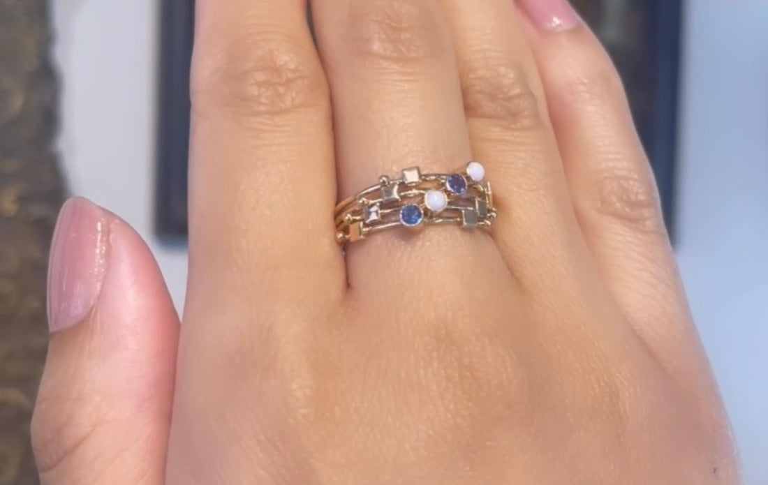 Sapphire and opal four piece ring-vintage rings-The Antique Ring Shop