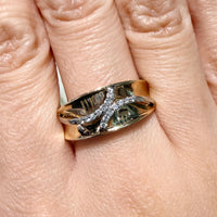 14 carat yellow and white gold ring with diamonds-Vintage Rings-The Antique Ring Shop