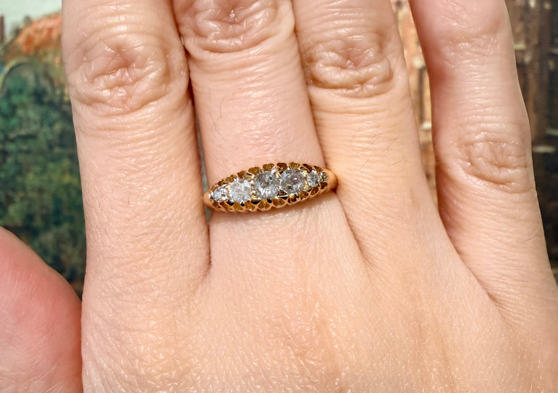 Victorian five stone diamond ring from 1898-Antique rings-The Antique Ring Shop