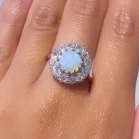 Victorian old cut diamond and opal ring-Antique rings-The Antique Ring Shop