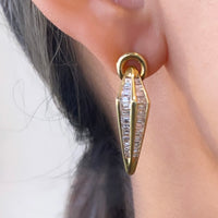 Baguette diamond earrings-Earrings-The Antique Ring Shop