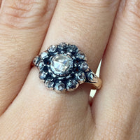 Rose diamond cluster ring in silver and gold-Antique rings-The Antique Ring Shop