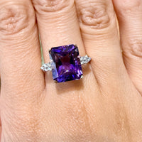 Amatrine and diamond ring in 14 carat gold-Vintage Rings-The Antique Ring Shop