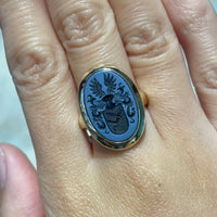 Vintage signet ring with intaglio-gents rings-The Antique Ring Shop