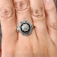 Antique onyx and diamond ring