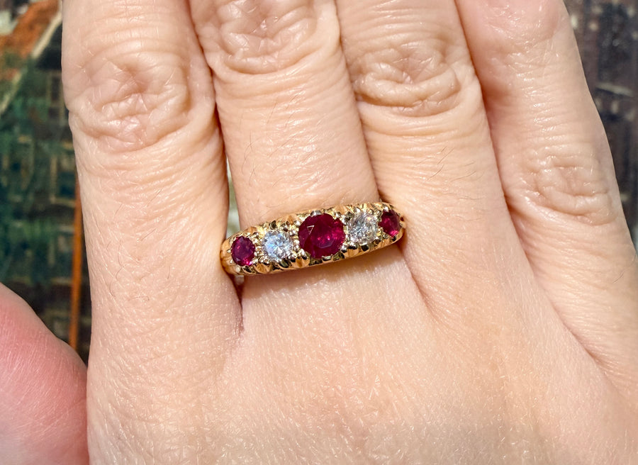 Vintage ruby and diamond ring-Vintage Rings-The Antique Ring Shop