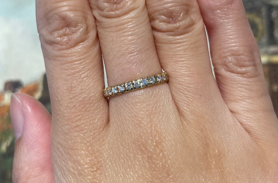 Half eternity band with brilliant cut diamonds-wedding rings-The Antique Ring Shop