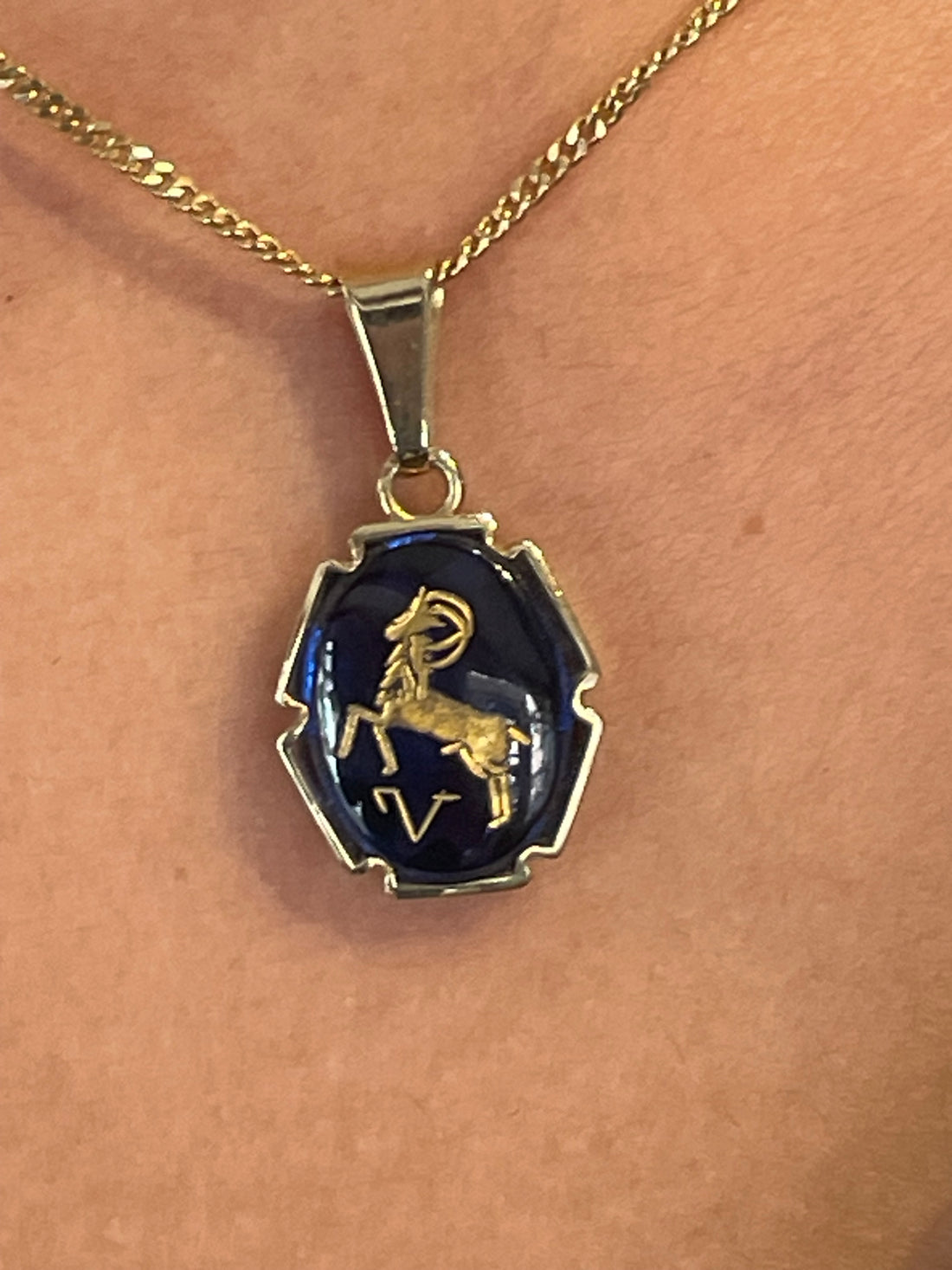 Aries zodiac pendant and chain-Pendants-The Antique Ring Shop