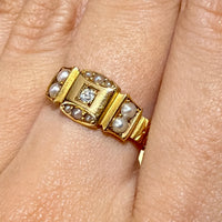 Victorian pearl and diamond ring from 1890-Antique rings-The Antique Ring Shop