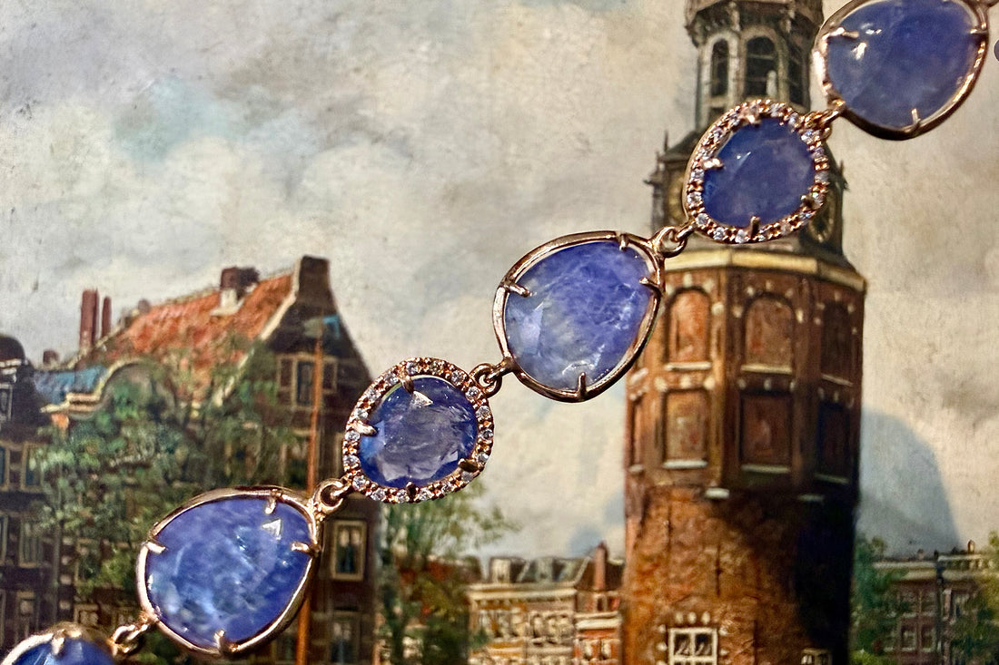 Tanzanite and diamond bracelet in 18 carat gold-Bracelets-The Antique Ring Shop