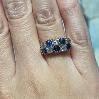 Victorian double row sapphire and diamond ring-Antique rings-The Antique Ring Shop