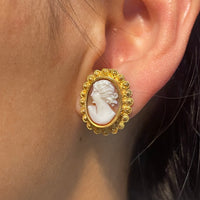 Zeeuwse knop cameo studs in gold and silver-Earrings-The Antique Ring Shop