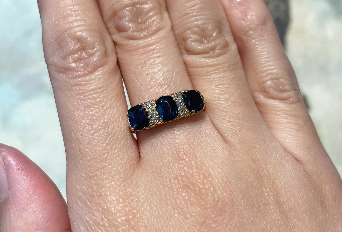 Edwardian sapphire and diamond ring-Antique rings-The Antique Ring Shop