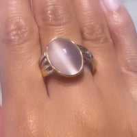 Moonstone and diamond ring in 14 carat gold-The Antique Ring Shop