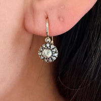 Rose and single cut diamond pendant earrings-The Antique Ring Shop