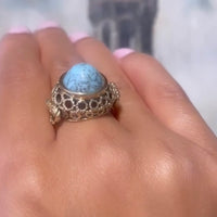 Cabochon turquoise ring in 14 carat yellow gold-Vintage & retro rings-The Antique Ring Shop