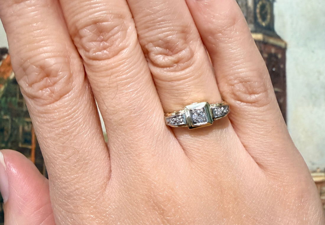 Vintage diamond ring in 14 carat gold-Vintage Rings-The Antique Ring Shop