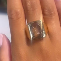 14 carat gold signet ring with a rock crystal intaglio-Vintage & retro rings-The Antique Ring Shop