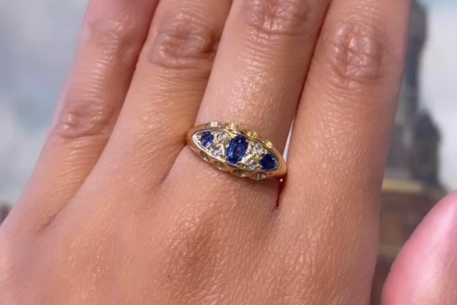 Sapphire and diamond ring from 1920-engagement rings-The Antique Ring Shop